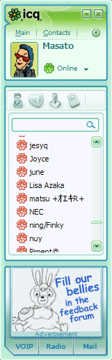 ICQ6 Preview version contact list